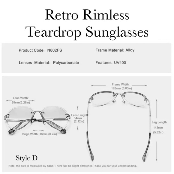 KINGSEVEN Retro Purple Gradient Rimless Teardrop Sunglasses - Picture 16 of 16